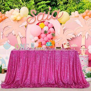 90x90 Inch Sequin Tablecloth Drapes Glitter Fabric Wedding Party Table Overlay